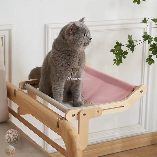 Cat Window Perch Wooden Assembly Hanging Bed Pet Mat  Cozy Sunny Seat Window Mounted Cats Hammock Aerial Pet Shelf Nest Beds